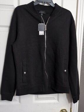 Magaschoni Black Zip-Up Bomber Sweater